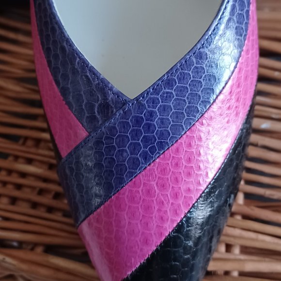 Vintage Lee Sands Geometric Snakeskin pumps size 6.5 - Picture 4 of 5